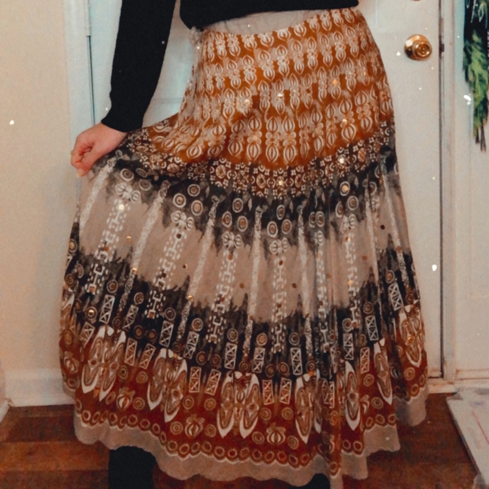 Aztec print maxi skirt